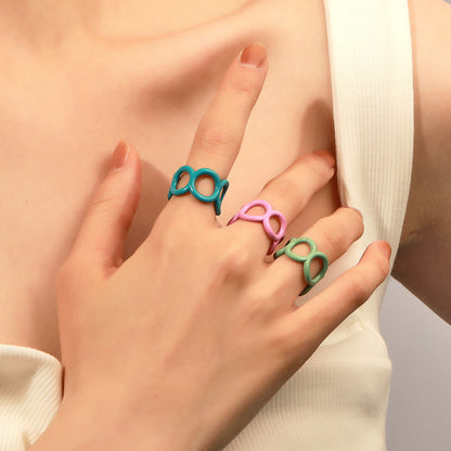 Fashion Color Open Hollow Dripping Chain-shaped Ring