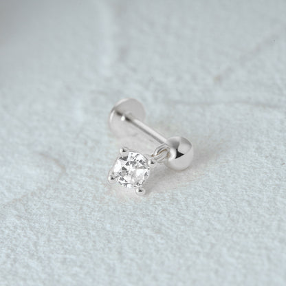 1 Piece Simple Style Geometric Plating Sterling Silver Zircon Ear Studs