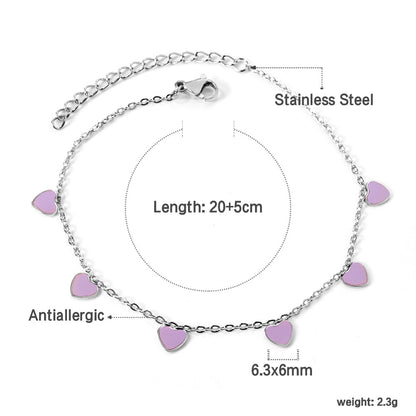 Simple Style Heart Shape Stainless Steel Enamel Valentine's Day Women's Anklet