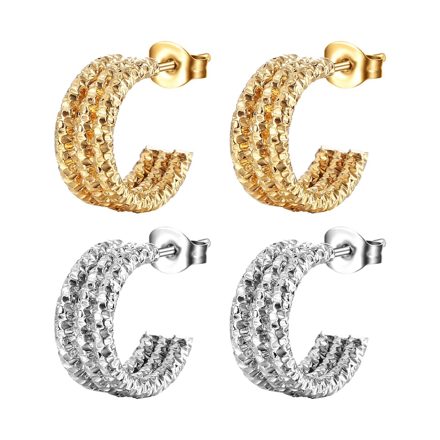 1 Pair Fashion C Shape Plating Stainless Steel Ear Studs