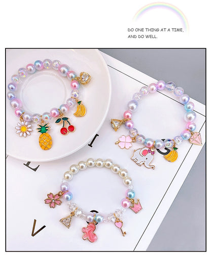 Children's Pearl Bracelet Cute Little Animal Bracelet Beaded Accessories