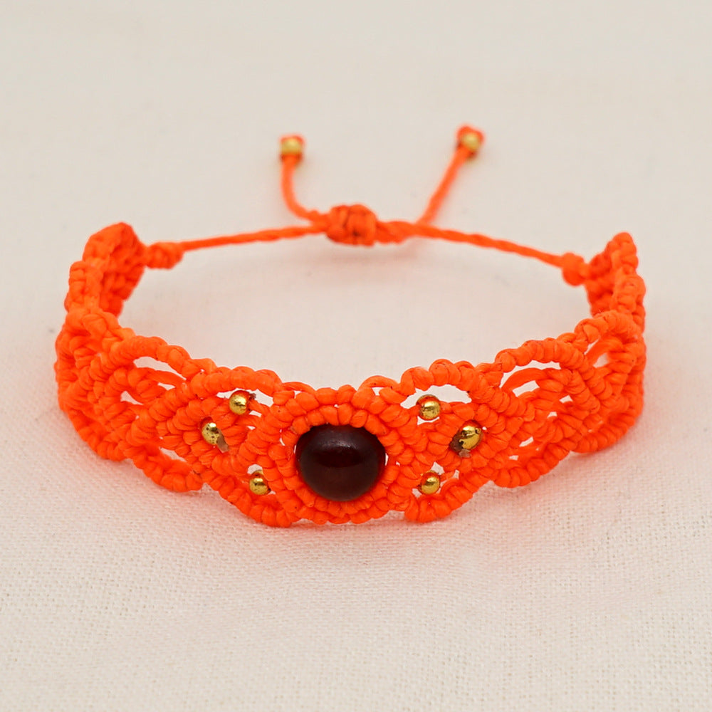 Ethnic Style Handmade Stone Beaded Macrame Bracelet