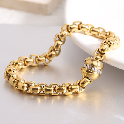 Simple Style Solid Color Titanium Steel Plating Inlay Zircon 18k Gold Plated Women's Bracelets