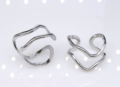 Fashion Geometric Titanium Steel Plating Open Ring 1 Piece