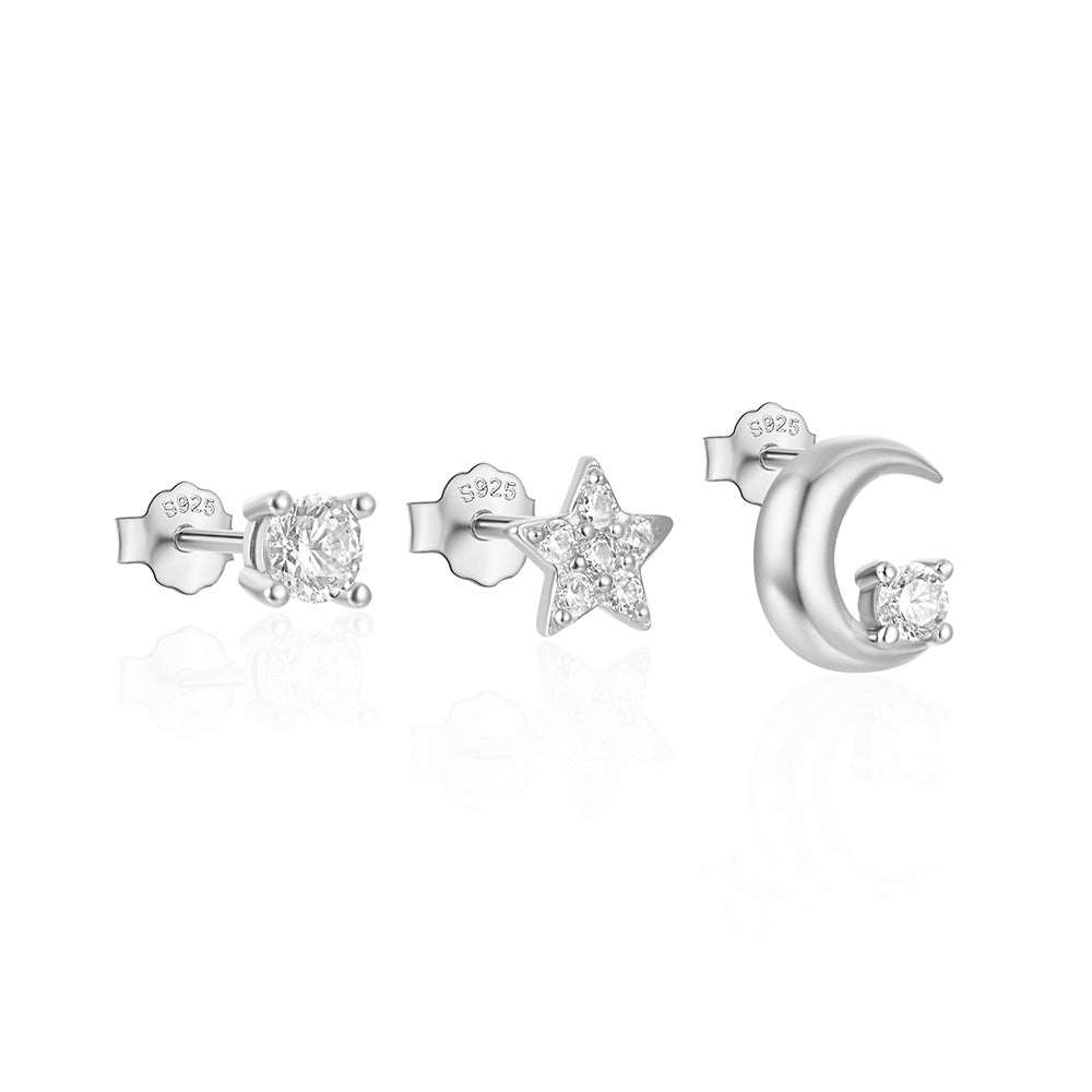 1 Set Simple Style Star Butterfly Plating Sterling Silver Ear Studs