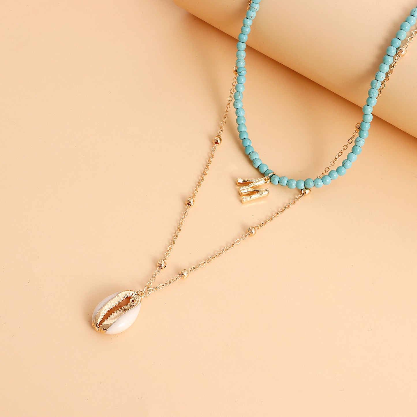 Vacation Letter Shell Alloy Turquoise Wholesale Layered Necklaces