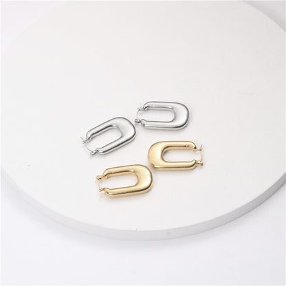 Fashion U Shape Titanium Steel Plating Earrings 1 Pair