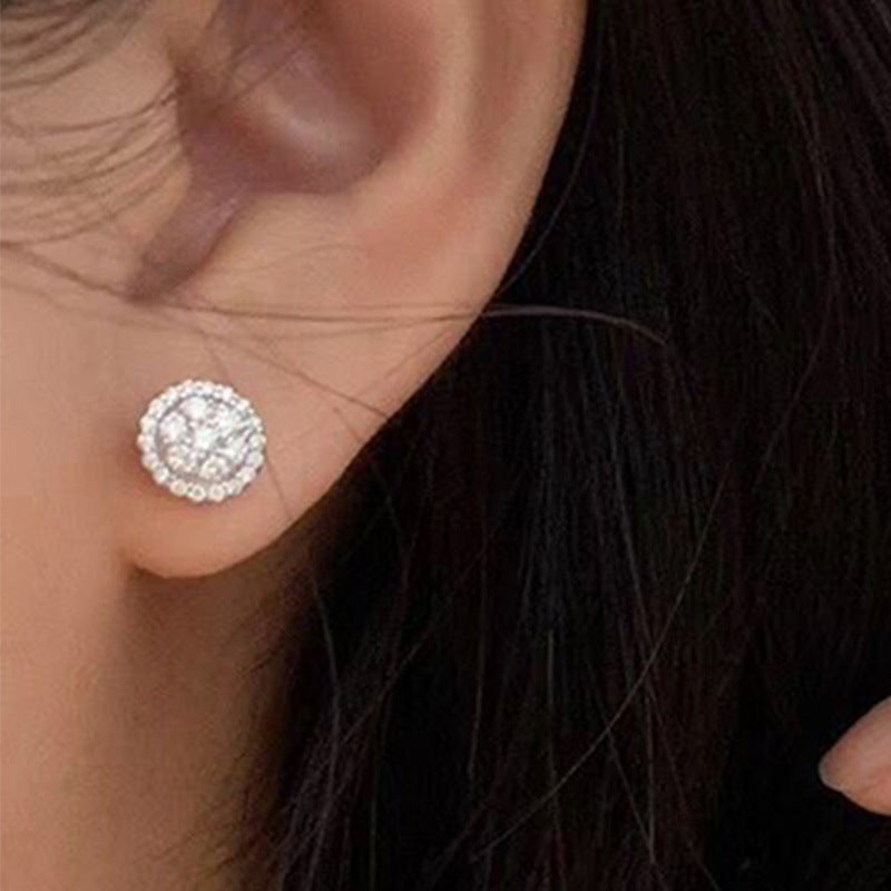 1 Pair Simple Style Shiny Round Inlay Copper Zircon Ear Studs