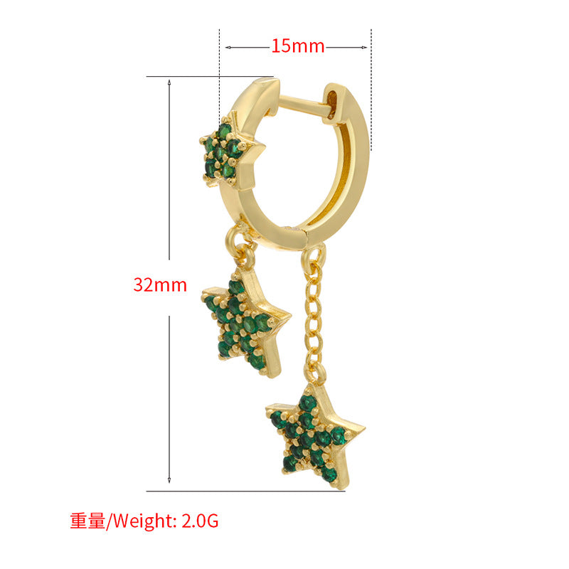 Wholesale New Style Micro Inlaid Star Pendant Long Copper Earrings Gooddiy