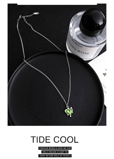 Simple Style Heart Shape Alloy Titanium Steel Artificial Rhinestones Women's Double Layer Necklaces
