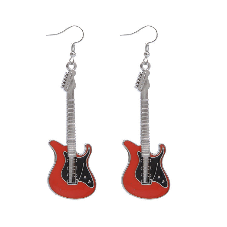Classical Guitar Retro Contrast Color Chic Music Earrings Wholesale