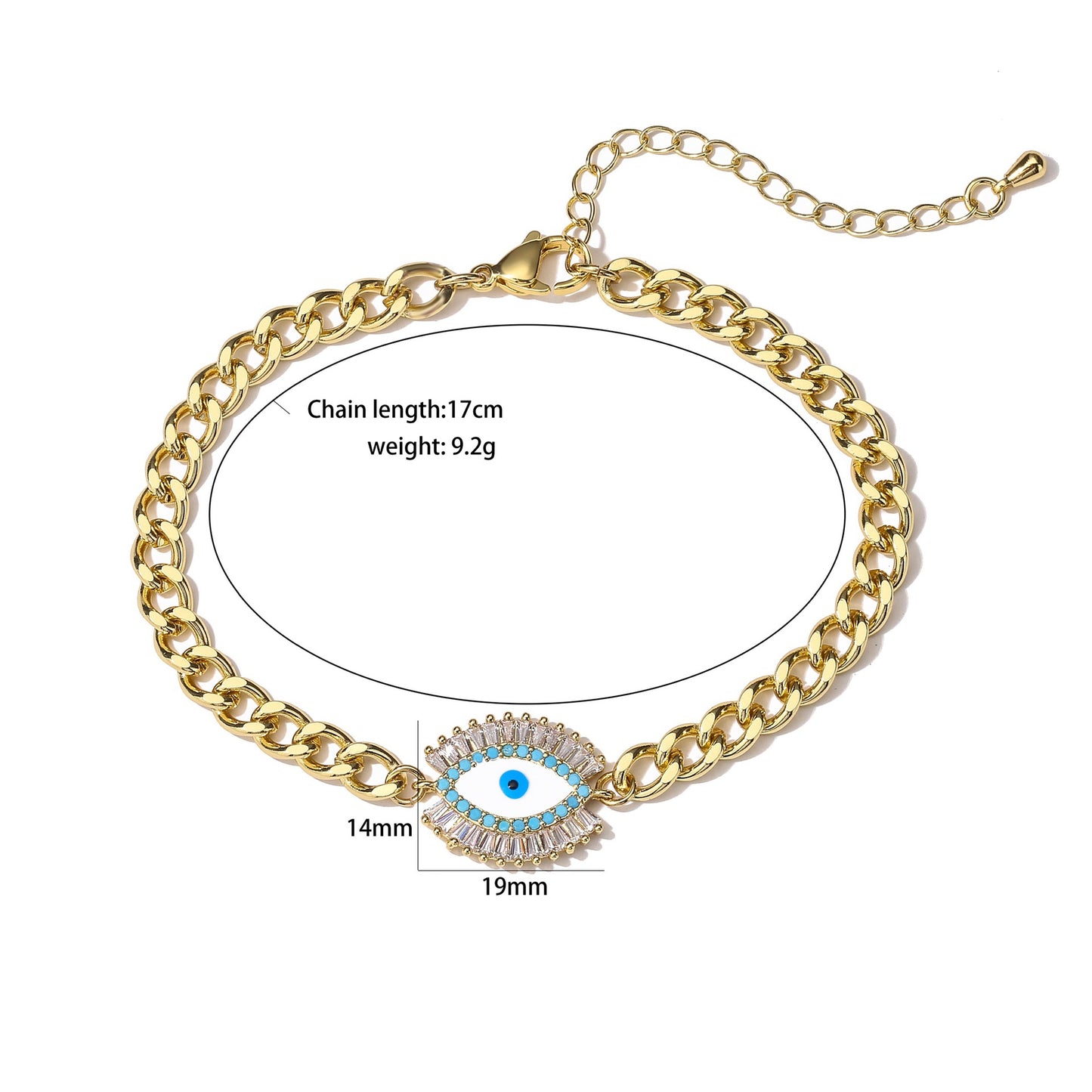 Fashion Devil's Eye Stainless Steel Plating Zircon Bracelets Necklace