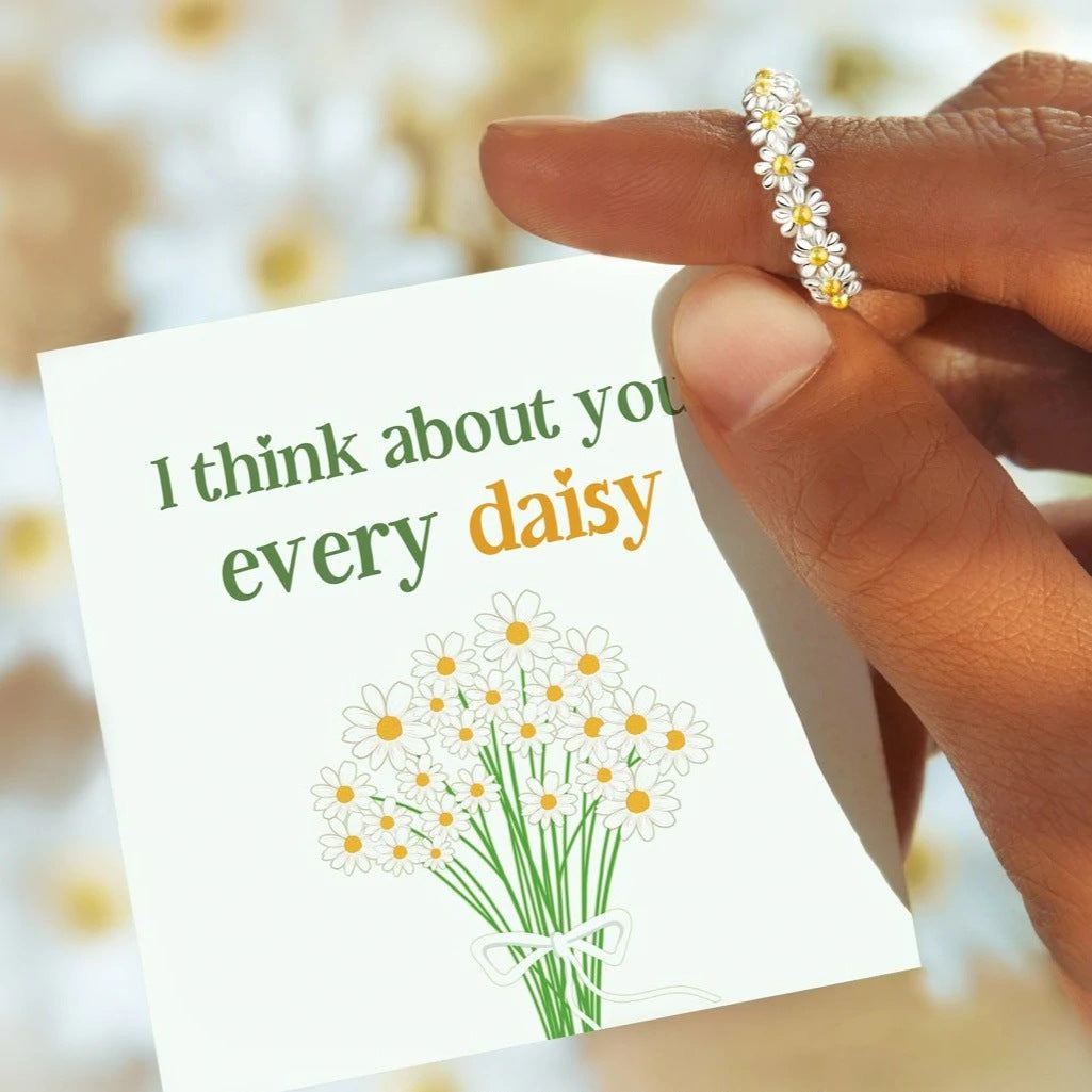 Sterling Silver Pastoral Daisy Plating Rings