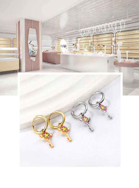 1 Pair Retro Key Plating Stainless Steel Gold Plated Drop Earrings