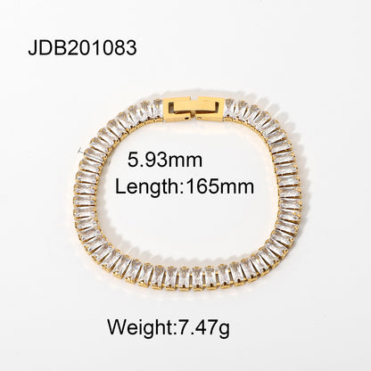 Fashion Geometric Stainless Steel Inlay Zircon Gold Plated Bracelets
