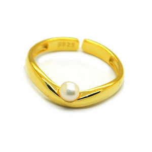 Simple Style Geometric Sterling Silver Inlay Artificial Pearls Open Rings