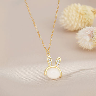 Copper Sweet Rabbit Irregular Plating Pendant Necklace