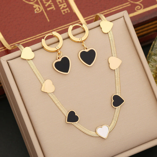 Fashion Heart Stainless Steel Oil Dripping Necklaces