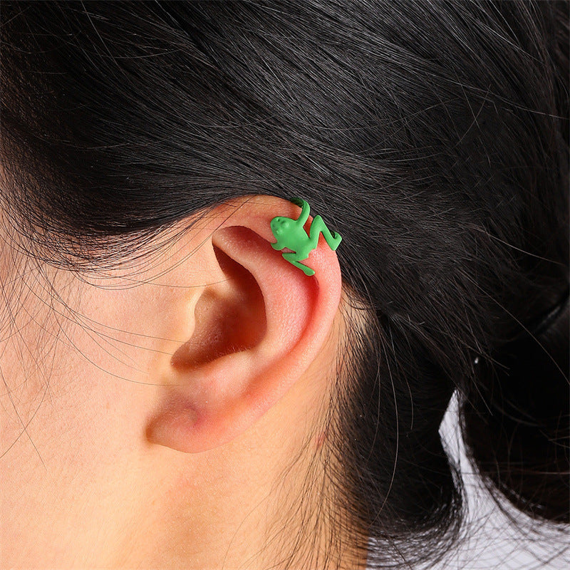 1 Pair Simple Style Frog Inlay Copper Rhinestones Ear Studs