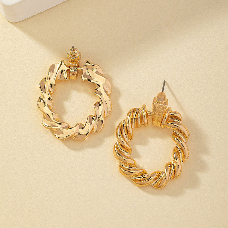 1 Pair Vintage Style Solid Color Twist Plating Alloy Ear Studs