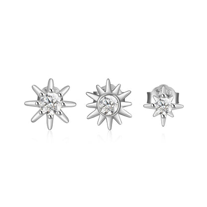 1 Set Simple Style Star Butterfly Plating Sterling Silver Hoop Earrings Ear Studs