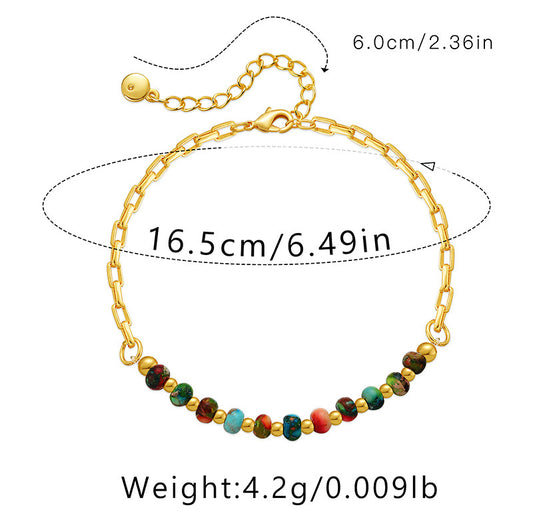 Retro Geometric Colorful Copper Plating Beads Bracelets