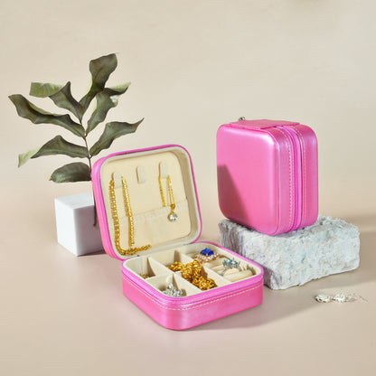 Round Travel Jewelry Storage Box - Jewelry Case for Rings and Small Accessories