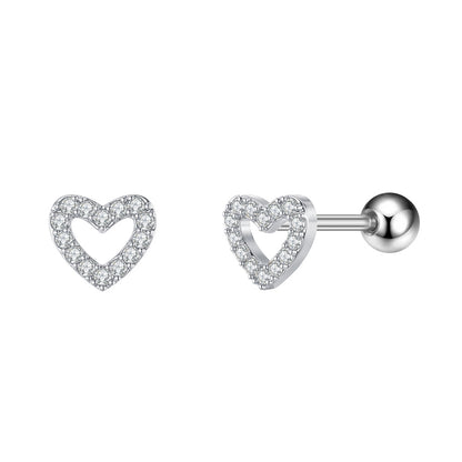 1 Piece Simple Style Star Heart Shape Anchor Inlay Copper Zircon Ear Studs