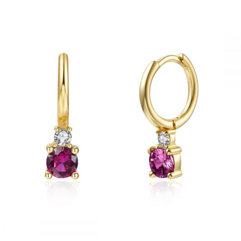 Multicolor Round Zircon Earrings European And American Creative Inlaid Colorful Earrings