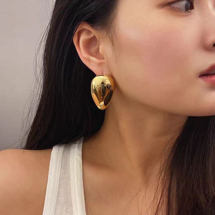 1 Pair Vintage Style Simple Style Water Droplets Solid Color Plating Copper Ear Studs