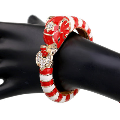 Elegant Streetwear Animal Alloy Enamel Inlay Artificial Diamond Women's Bangle