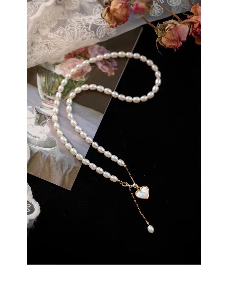 Original Design Lady Heart Shape Natural Pearls Vary In Size, Please Consider Carefully Before Ordering! Beaded Plating Inlay Shell Pendant Necklace