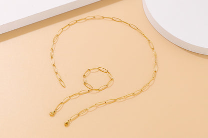 Simple Titanium Oval Clavicle Chain Bracelet Set Wholesale Gooddiy
