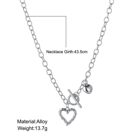 Creative Hollow Heart Pendant Necklace Female Trendy Ot Buckle Collarbone Chain