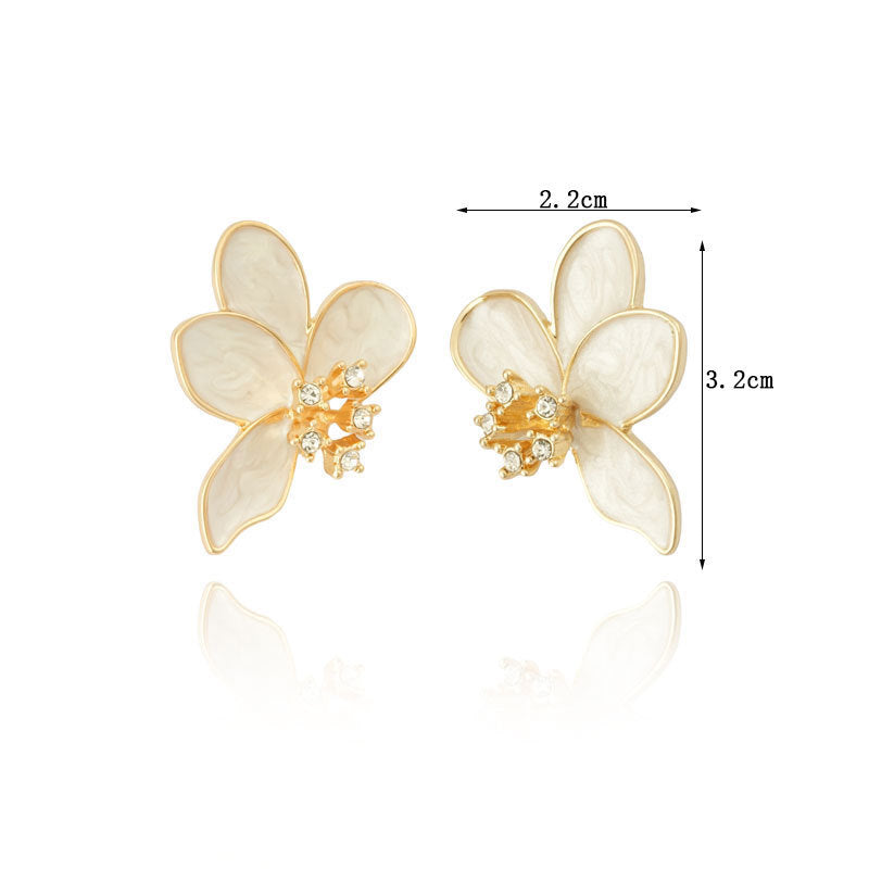 1 Pair Ig Style Sweet Flower Plating Inlay Copper Zircon Ear Studs