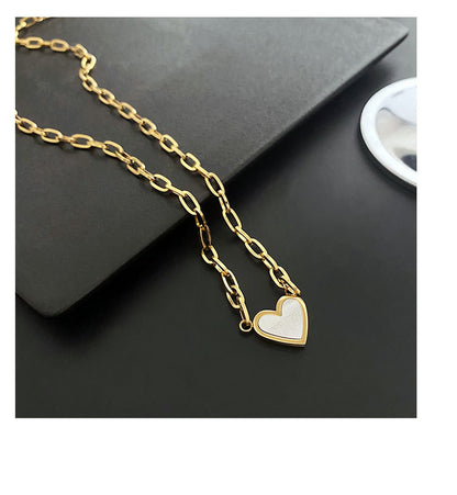 Fashion Heart Shape Titanium Steel Plating Pendant Necklace 1 Piece