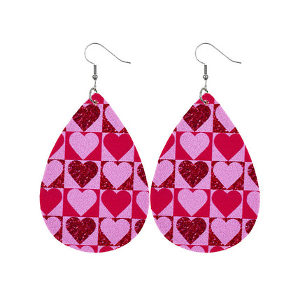 1 Pair Modern Style Classic Style Heart Shape Pu Leather Drop Earrings