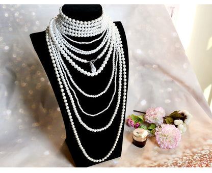 Basic Solid Color Imitation Pearl Beaded Women's Necklace 1 Piece