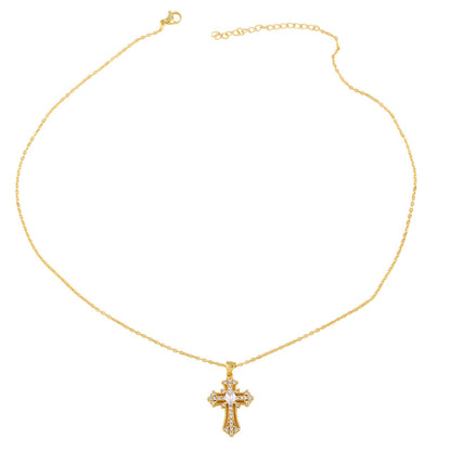 Retro Cross Simple Diamond Cross Necklace