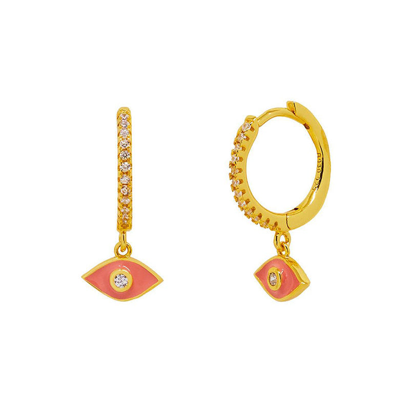 Cross-border Devil's Eye Earrings Diamond Design Multicolor Epoxy Copper Earrings