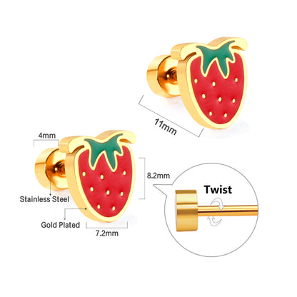 Pastoral Fruit Stainless Steel Plating Ear Studs 1 Pair