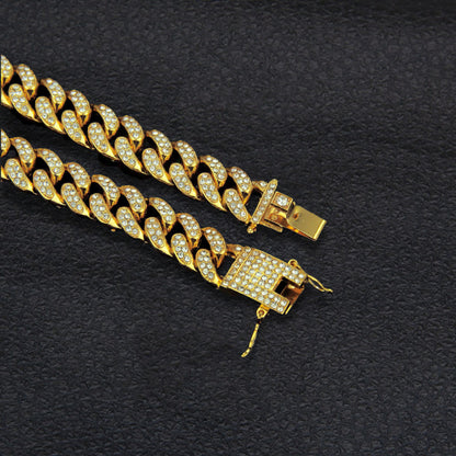 Hip-hop Solid Color Alloy Inlay Rhinestones Men's Bracelets Necklace