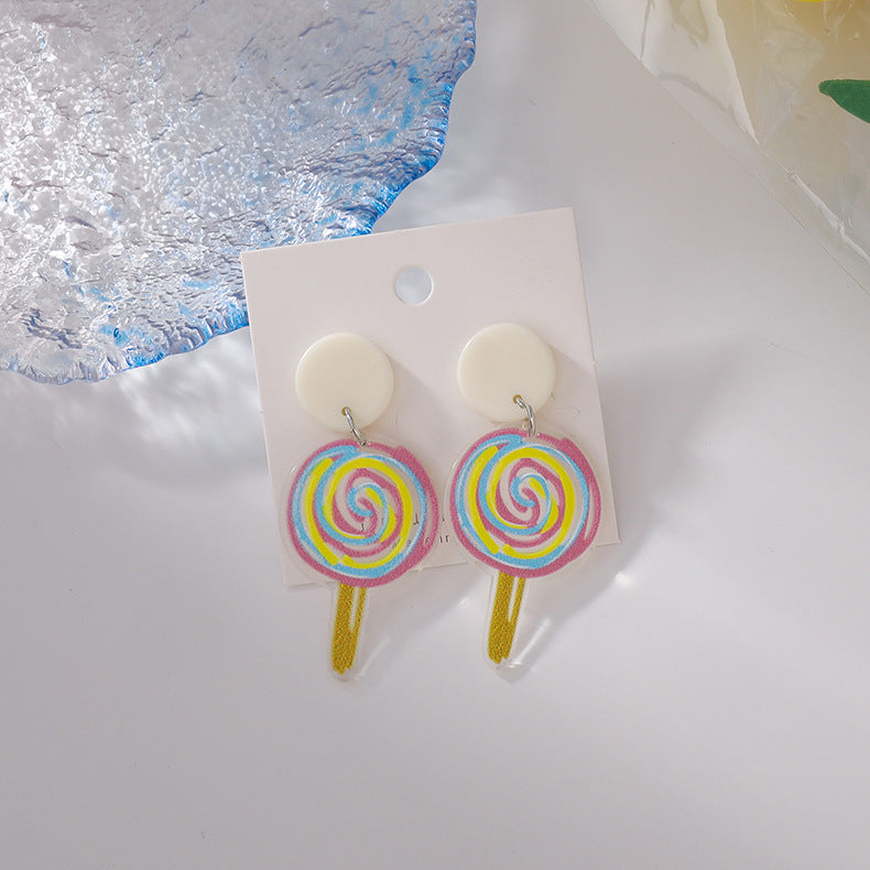 Korean Hand-painted Acrylic Stick Candy Color Earring