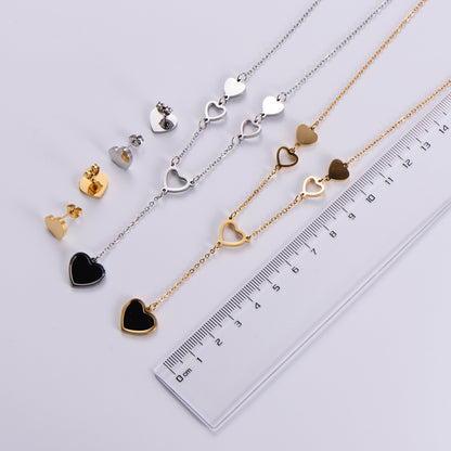 Fashion Exquisite Heart-shaped Pendant Necklace Earrings Set