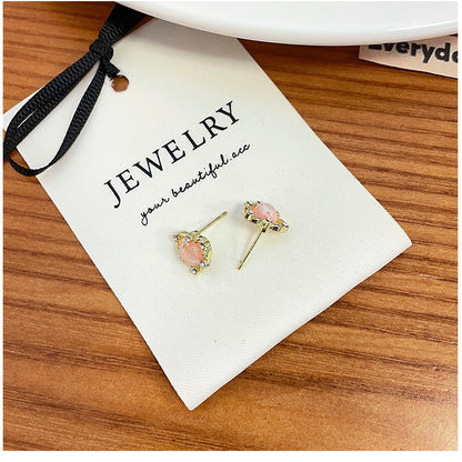 1 Pair Simple Style Heart Shape Inlay Alloy Zircon Ear Studs