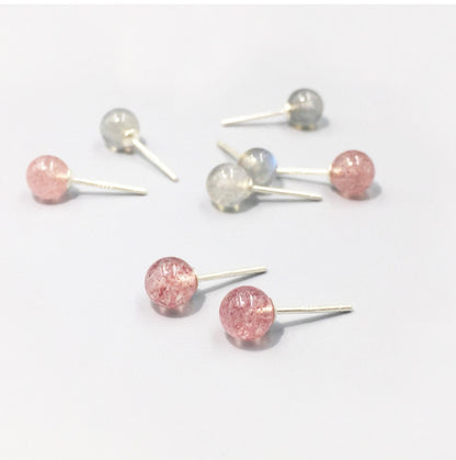 1 Pair Simple Style Commute Candy Artificial Crystal Sterling Silver Ear Studs