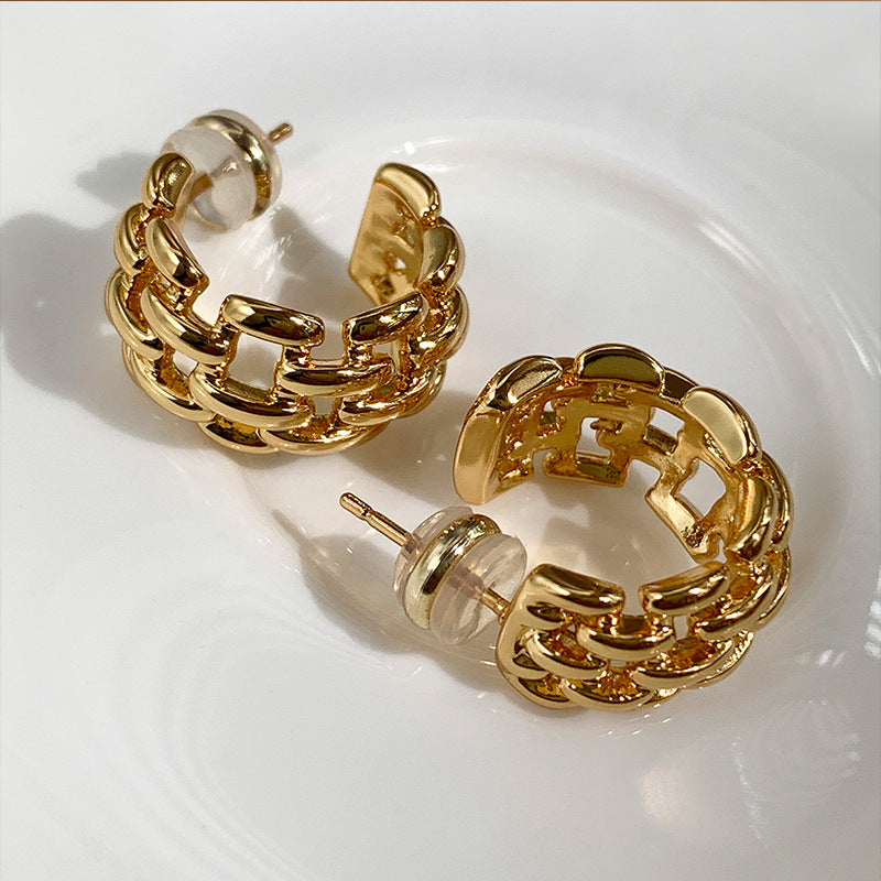 1 Pair Fashion C Shape Plating Alloy Gold Plated Earrings