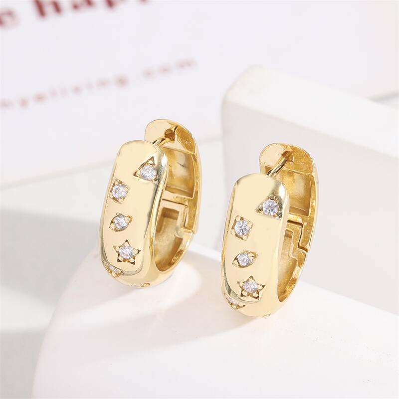 1 Pair Simple Style Geometric Copper Inlay Zircon 18k Gold Plated Earrings