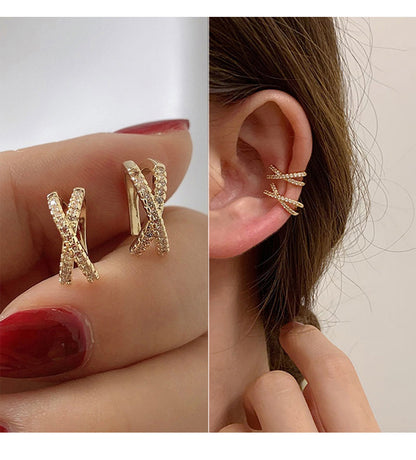 Fashion Bow Knot Copper Inlay Zircon Ear Clips