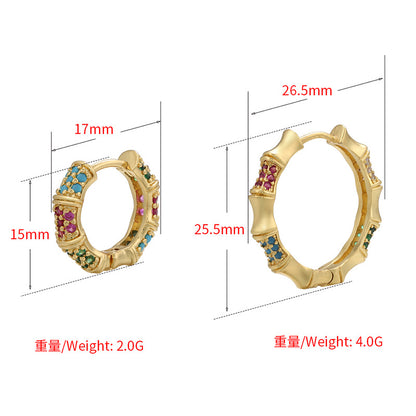 Retro Micro-inlaid Zircon Bamboo Section Geometric Ear Buckle Wholesale Gooddiy